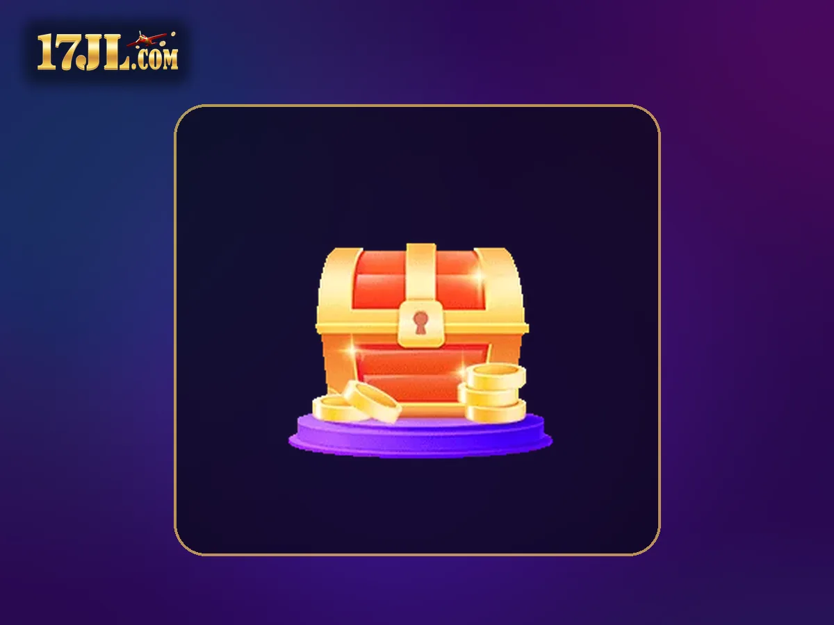 17JL promotions visual featuring Animated treasure chest with coins